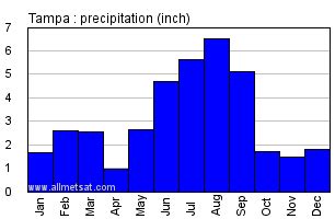 tampa yearly rainfall.